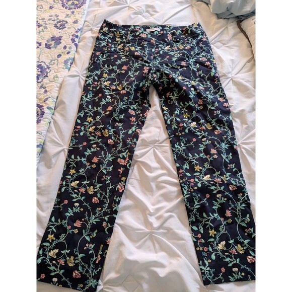Ann Taylor Loft Pants Women's Sz 10T Floral Marisa Riviera Cropped  Blue Pink - Picture 12 of 16
